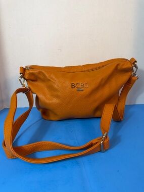 BCBG Orange Pebbled Leather Crossbody with Adjustable Strap